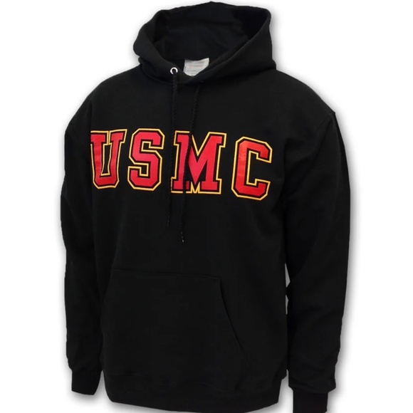 Gildan USMC Marines BOLD BLOCK HOODED SWEATSHIRT NWT Size Small - Picture 1 of 10